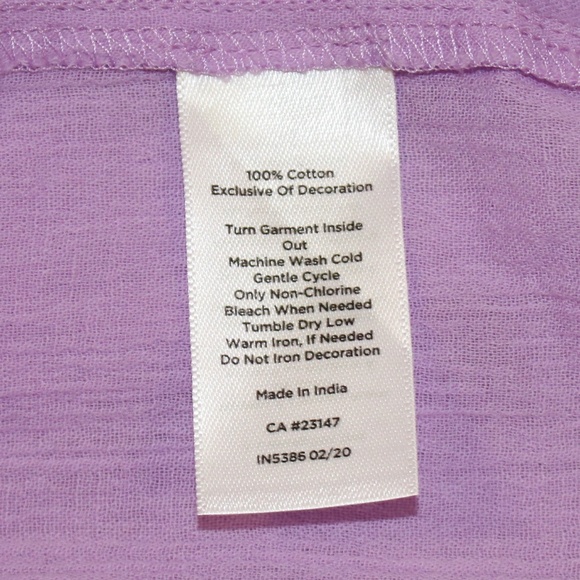 Talbots M‎ Violet Embroidered 100% Cotton Top 3/4 Sleeves Slight V Neck - Picture 5 of 6